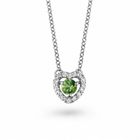 Collier Saphir Vert et diamants blancs One More