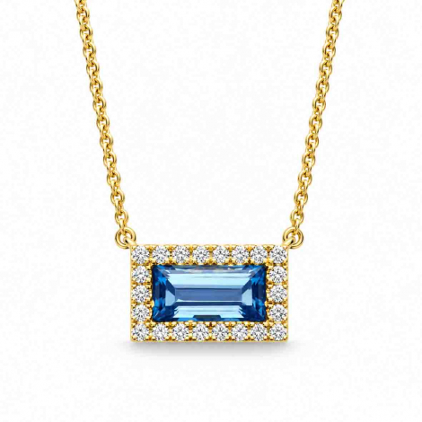 Collier Topaze blue london et Diamants à combiner