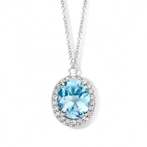 Collier topaze Sky Blue et diamants- One More