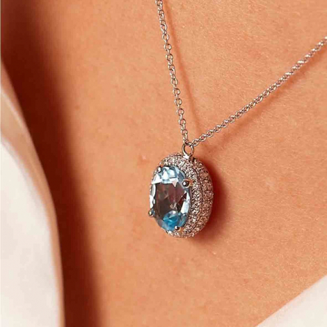 Collier topaze Sky Blue et diamants- One More