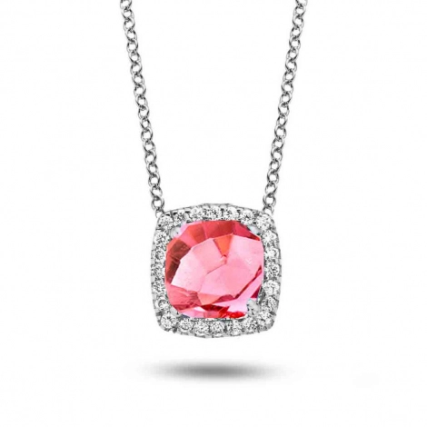 Collier Tourmaline Rose et diamants One More