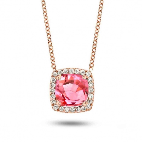 Collier Tourmaline Rose et diamants One More