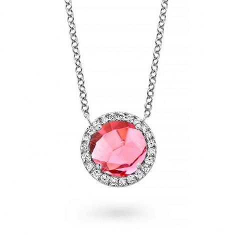 Collier Tourmaline Rose et diamants One More