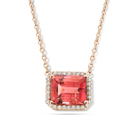 Collier Tourmaline Rose et diamants One More