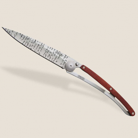 Couteau de Poche Deejo Bois corail / Manuscrit