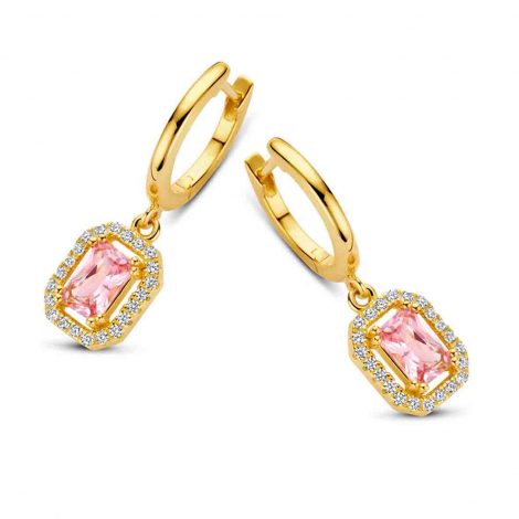 Croles en argent plaqu or jaune et pierre rose - Naiomy  combiner