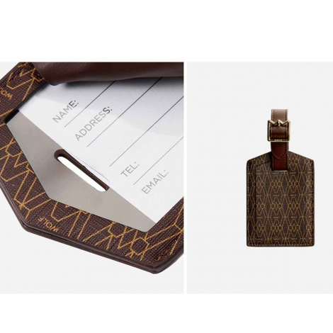 Etiquette de bagage Wolf 1834 - Signature - Bleu