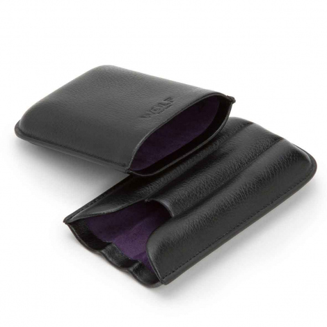 Etui  Cigares Wolf 1834 - Blake 3 Pcs Cigar Case - Noir et Violet