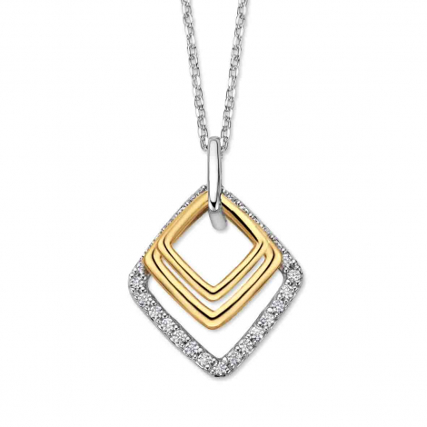 Collier bicolore en argent en forme de losange - Oxydes - Naiomy  � combiner