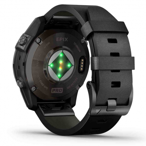 Garmin epix Pro Gen 2 Sapphire Edition - 47 mm -Titane - Carbon Gray DLC - bracelet Cuir noir + bracelet silicone noir 