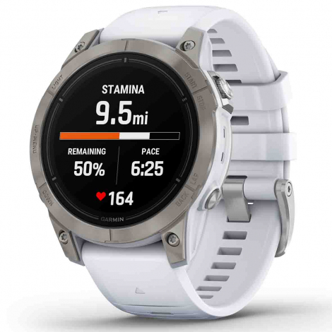 Garmin epix Pro Gen 2 Sapphire Edition  47 mm - Titane - Silver avec bracelet blanc