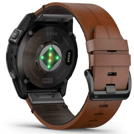 Garmin epix Pro Gen 2 Sapphire Edition - 51 mm Titane - Carbon Gray DLC - bracelet Cuir marron + bracelet silicone noir 