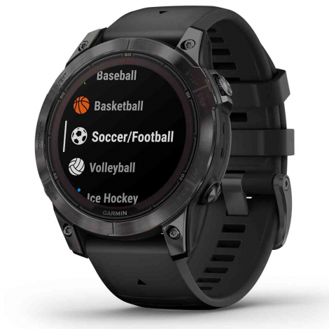 Garmin fenix 7 Pro  Sapphire Solar Edition, Titane, Carbon Gray DLC avec bracelet noir