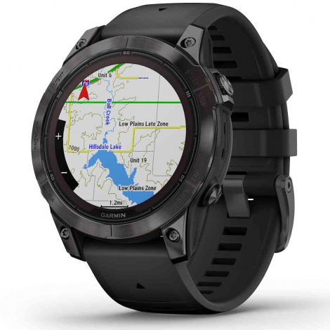 Garmin fenix 7 Pro  Sapphire Solar Edition, Titane, Carbon Gray DLC avec bracelet noir