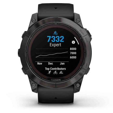 Garmin fenix 7X Pro  Sapphire Solar Edition - Titane - Carbon Gray DLC avec bracelet Noir