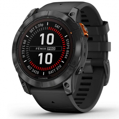 Garmin Fenix E - 47mm - Acier Gray avec bracelet silicone noir Noir pas cher