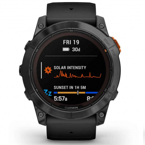 Garmin fenix 7X Pro  Solar Edition - Acier - Gray avec bracelet noir 