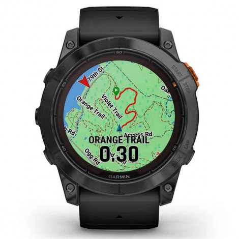 Garmin fenix 7X Pro  Solar Edition - Acier - Gray avec bracelet noir 