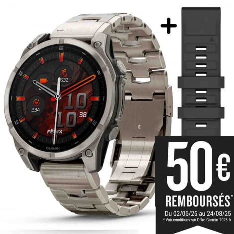 Garmin Fenix 8  47 mm, AMOLED  Sapphire, Titanium avec bracelet Titane pur