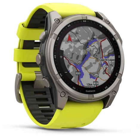 Garmin Fenix 8  51 mm - Solar - Sapphire -Titanium - silicone jaune/graphite