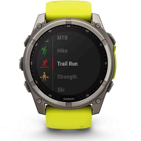 Garmin Fenix 8  51 mm - Solar - Sapphire -Titanium - silicone jaune/graphite
