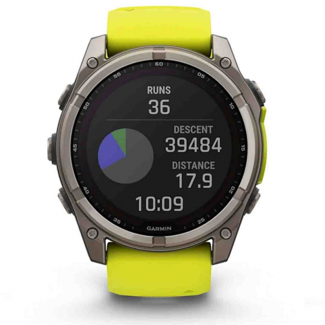 Garmin Fenix 8  51 mm - Solar - Sapphire -Titanium - silicone jaune/graphite