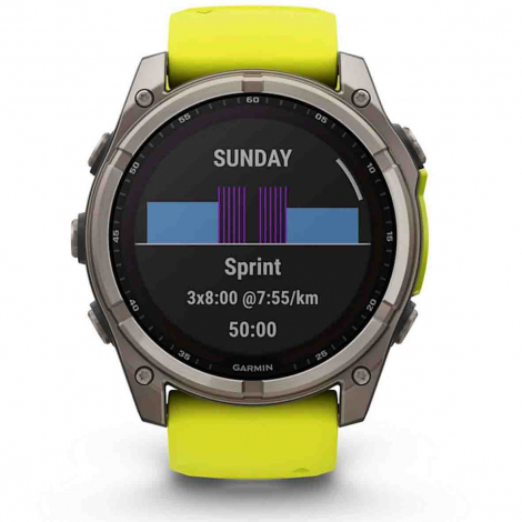 Garmin Fenix 8  51 mm - Solar - Sapphire -Titanium - silicone jaune/graphite