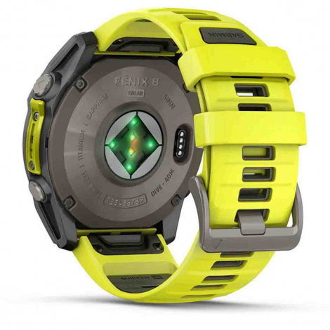 Garmin Fenix 8  51 mm - Solar - Sapphire -Titanium - silicone jaune/graphite