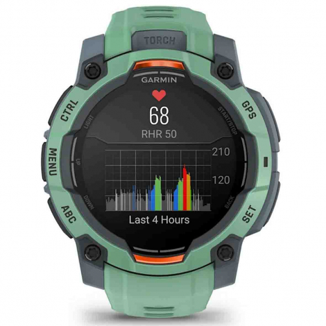 Garmin Instinct 3  AMOLED 45 mm - Vert d'eau - bracelet vert d'eau