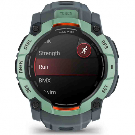 Garmin Instinct 3  - AMOLED -  Vert d'eau - bracelet bleu crpuscule