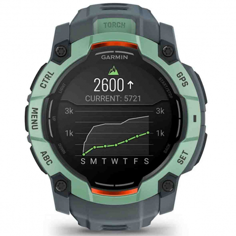 Garmin Instinct 3  - AMOLED -  Vert d'eau - bracelet bleu crpuscule