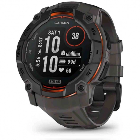 Garmin Instinct 3 - Solar - Noir - bracelet gris charbon