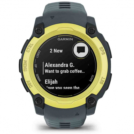 Garmin Instinct E - Citron vert - bracelet bleu