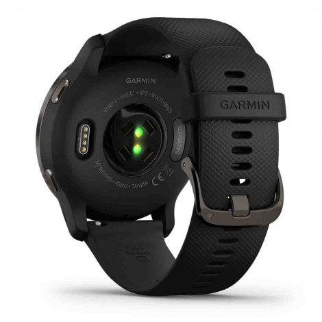 Garmin Venu 2 Lunette Gray - bracelet en silicone noir 