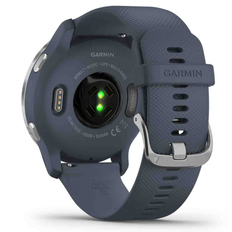 Garmin Venu 2 Lunette Silver bracelet en silicone bleu gris 