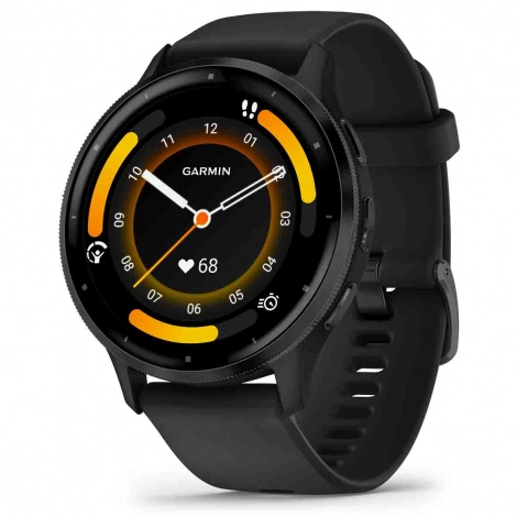 Garmin Venu 3 Lunette Gray acier inoxydable - botier noir - bracelet en silicone noir