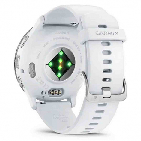 Garmin Venu 3 Lunette Silver - acier inoxydable - bracelet silicone blanc