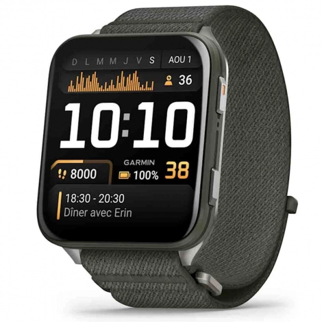 Garmin venu X1  botier  titane Gray - Bracelet nylon vert
