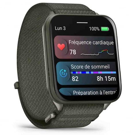 Garmin venu X1  botier  titane Gray - Bracelet nylon vert