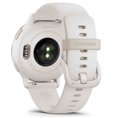 Garmin Vivoactive 5  Boitier ivoire - lunette aluminium Soft Gold - bracelet silicone ivoire