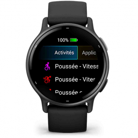 Garmin Vivoactive 5  Boitier noir - lunette aluminium Gray - bracelet silicone