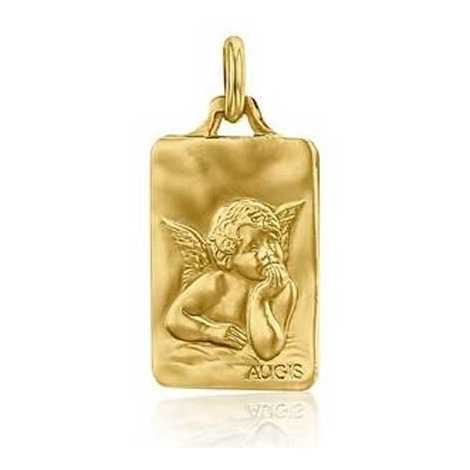Mdaille Ange Augis rectangulaire Patine main