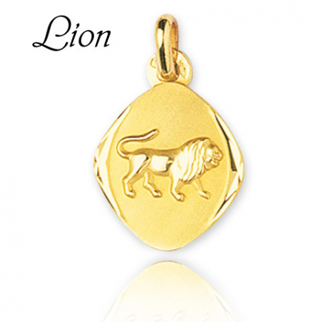 Médaille Pendentif Zodiac Lion Or Jaune Emilie