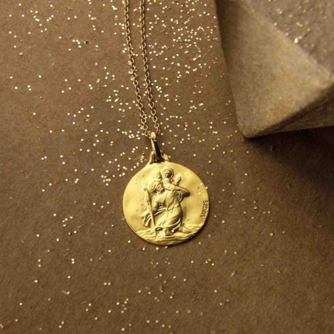 M�daille Saint Christophe Augis patine main