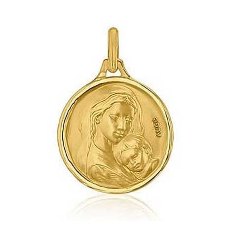 Mdaille Vierge  l'Enfant Augis Patine main