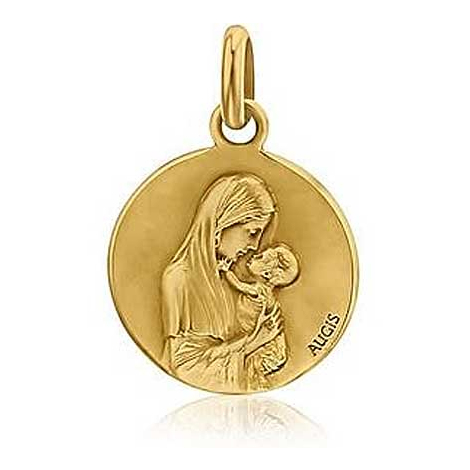 Mdaille Vierge  l'Enfant Augis Patine main