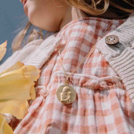 M�daille Vierge � l'Enfant Augis Patine main
