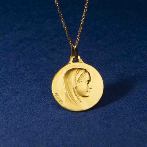 M�daille Vierge au voile Augis patine main