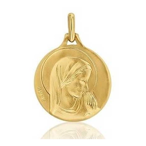Mdaille Vierge mains jointes Augis patine main