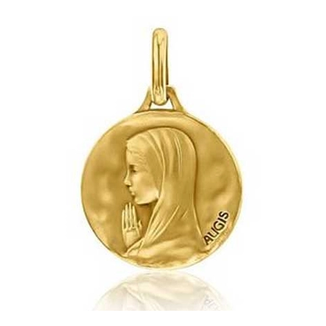 Mdaille Vierge Priante Augis patine main